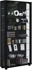 VCM my home Lumo Maxi Vitrine schwarz 8 Fachböden mit Beleuchtung