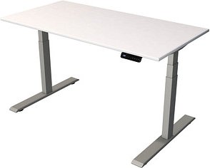 Thumbnail - Kerkmann Smart office elektrisch höhenverstellbarer Schreibtisch weiß rechteckig, T-Fuß-Gestell silber 140,0 x 70,0 cm