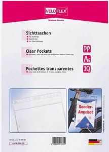 Thumbnail - 10 VELOFLEX Sichttaschen DIN A4 glasklar glatt 0,14 mm