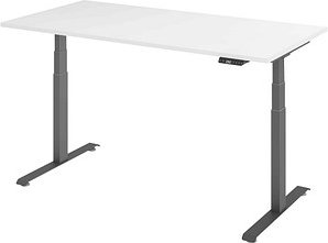 Thumbnail - BaseLite elektrisch höhenverstellbarer Schreibtisch weiß rechteckig, T-Fuß-Gestell grau 160,0 x 80,0 cm