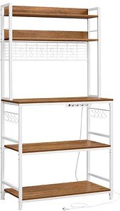 VASAGLE Küchenregal weiß, walnussbraun 80,0 x 40,0 x 170,0 cm, 1 St.