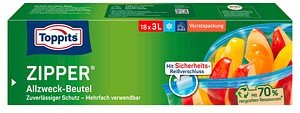 Thumbnail - Toppits Gefrierbeutel ZIPPER 3,0 l, 18 St.