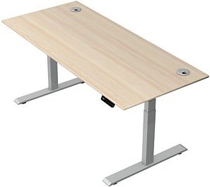 Kerkmann Move 2 Plus elektrisch höhenverstellbarer Schreibtisch ahorn rechteckig, T-Fuß-Gestell silber 180,0 x 80,0 cm
