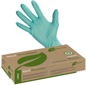 Meditrade® unisex Einmalhandschuhe Nitril® GreenGen® grün Größe L, 100 St.
