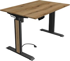 Kerkmann Move 1 advance elektrisch höhenverstellbarer Schreibtisch eiche rechteckig, T-Fuß-Gestell grau 120,0 x 80,0 cm