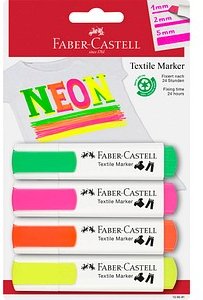 FABER-CASTELL Neon Textilmarker farbsortiert 1,0 - 5,0 mm, 4 St.