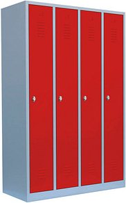 Thumbnail - LÜLLMANN Spind feuerrot, lichtgrau 510144, 4 Schließfächer 117,0 x 50,0 x 180,0 cm