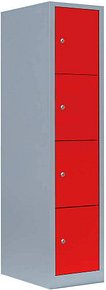 LÜLLMANN Schließfachschrank feuerrot, lichtgrau 523414, 4 Schließfächer 41,5 x 50,0 x 180,0 cm