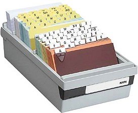 HAN Karteikasten DIN A6 für 1.300 Karteikarten grau mit Deckel