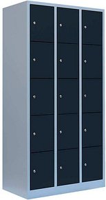 LÜLLMANN Schließfachschrank anthrazit, lichtgrau 520538, 15 Schließfächer 88,5 x 50,0 x 180,0 cm