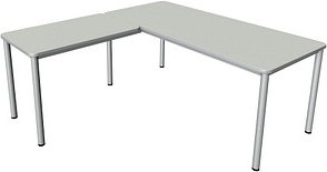 Thumbnail - Kerkmann Prime Schreibtisch lichtgrau L-Form, 6-Fuß-Gestell silber 180,0 x 180,0 cm