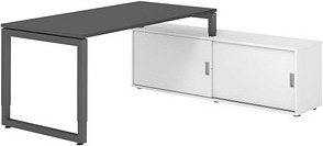 HAMMERBACHER RSE16SB höhenverstellbarer Schreibtisch grafit rechteckig, Kufen-Gestell grau 160,0 x 80,0 cm