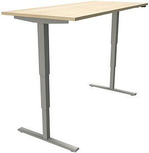 fm Sidney elektrisch höhenverstellbarer Schreibtisch königsahorn rechteckig, T-Fuß-Gestell silber 180,0 x 80,0 cm