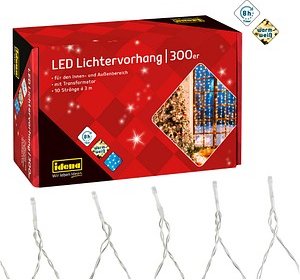 Idena 3,0 x 3,0 m LED Lichtervorhang transparent 3,0 m