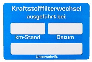 EICHNER Aufkleber Kraftstofffilter-Wechsel ausgeführt bei, blau/weiß, 250 St.