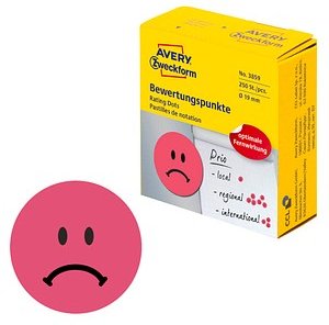 AVERY Zweckform Bewertungspunkte 3859 Gesicht, rot, 250 Etiketten
