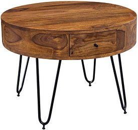 Thumbnail - WOHNLING Couchtisch rund Massivholz sheesham 60,0 x 60,0 x 44,0 cm, 1 St.