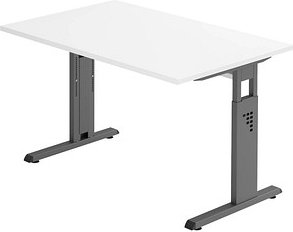 HAMMERBACHER OS 12 höhenverstellbarer Schreibtisch weiß rechteckig, C-Fuß-Gestell grau 120,0 x 80,0 cm