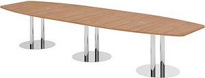 HAMMERBACHER Konferenztisch KT40S nussbaum Tonnenform, Rundrohr chrom, 400,0 x 85,0 - 130,0 x 74,0 cm