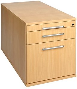 HAMMERBACHER Solid Rollcontainer buche 3 Auszüge 42,8 x 80,0 x 51,2 cm