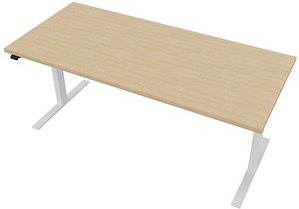 Quadrifoglio Up&Up elektrisch höhenverstellbarer Schreibtisch eiche rechteckig, C-Fuß-Gestell weiß 180,0 x 80,0 cm