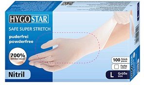HYGOSTAR unisex Einmalhandschuhe SAFE SUPER STRETCH weiß Größe L, 100 St.