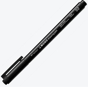 Tombow MONO drawing pen 02 Fineliner schwarz 0,3 mm, 1 St.
