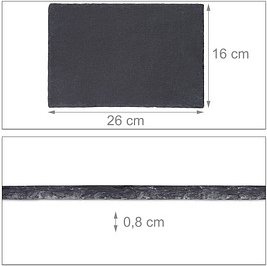 relaxdays Schieferplatten grau 26,0 x 16,0 cm, 6 St.