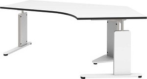 röhr Imperia höhenverstellbarer Schreibtisch weiß Bogenform, C-Fuß-Gestell weiß 217,0 x 114,0 cm