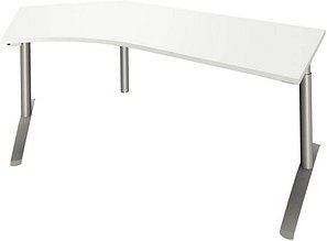 fm fastline Schreibtisch weiß Bogenform, C-Fuß-Gestell silber 220,0 x 80,0 cm