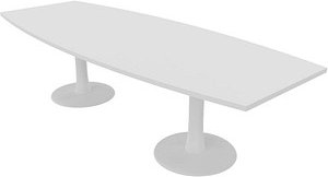 Quadrifoglio Konferenztisch Idea+ weiß Tonnenform, Säulenfuß weiß, 280,0 x 80,0 - 110,0 x 74,0 cm
