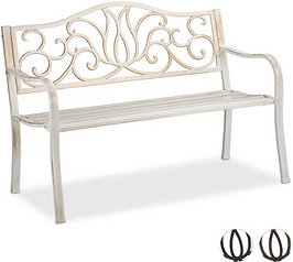 Thumbnail - relaxdays Gartenbank 10030988_1255 weiß/bronze Metall 127,5 cm