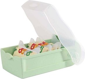 HAN CROCO Karteikasten DIN A8 für 500 Karteikarten pastellgrün-transparent mit Deckel