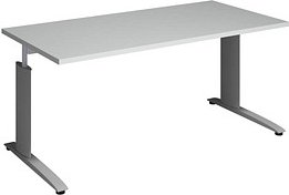 röhr Techno höhenverstellbarer Schreibtisch hellgrau rechteckig, C-Fuß-Gestell silber 160,0 x 80,0 cm