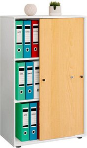 Thumbnail - VCM my office Schiebetürenschrank XL Lona, 919108 buche, weiß 2 Fachböden 70,0 x 37,0 x 110,0 cm