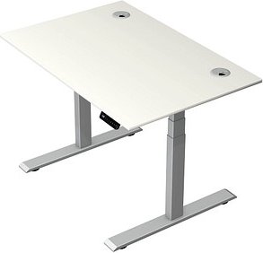 Kerkmann Move 2 Plus elektrisch höhenverstellbarer Schreibtisch weiß rechteckig, T-Fuß-Gestell silber 120,0 x 80,0 cm