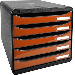 Exacompta Schubladenbox Big-Box Plus mandarin 3097288D, DIN A4 mit 5 Schubladen