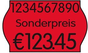 Thumbnail - PrinterLabels AS Preisetiketten leuchtrot permanent 26,0 x 16,0 mm, 12 Rollen