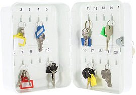 Thumbnail - ROTTNER TS20 Schlüsselkasten hellgrau mit 20 Haken, Zylinderschloss, 16,5 x 8,5 x 20,5 cm, 1 St.