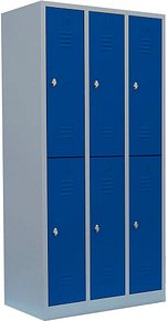 LÜLLMANN Spind enzianblau, lichtgrau 520231, 6 Schließfächer 88,5 x 50,0 x 180,0 cm