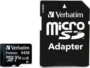 verbatim Speicherkarte microSDXC-Card Premium, 64 GB, 1 St.