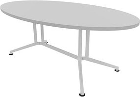 Quadrifoglio Konferenztisch X2 grau oval, V-Gestell weiß, 200,0 x 110,0 x 74,0 cm