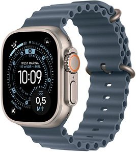 Apple Watch Ultra 3 Ocean Armband maritimblau, natur