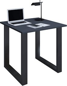 VCM my office Lona Schreibtisch anthrazit quadratisch, U-Fuß-Gestell schwarz 80,0 x 80,0 cm