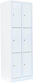 LÜLLMANN Schließfachschrank signalweiß 520327, 6 Schließfächer 60,0 x 50,0 x 180,0 cm