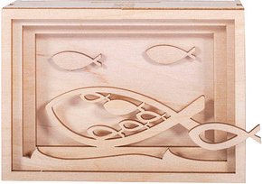 Rayher Holzbausatz 3D-Geschenkbox Fische natur