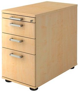 HAMMERBACHER Solid Standcontainer ahorn 4 Auszüge Stahl-Bügelgriff chrom, gebürstet 42,8 x 80,0 x 72,0 - 76,0 cm