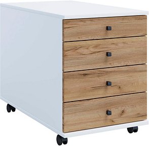 Thumbnail - VCM my office Lona Rollcontainer weiß, honig-eiche 4 Auszüge 41,5 x 75,0 x 57,0 cm