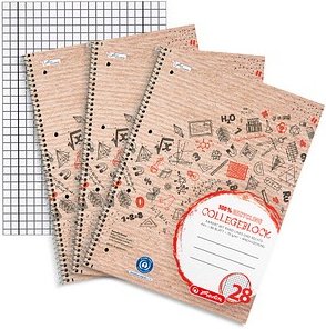 herlitz Collegeblöcke Recycling Lineatur 28 kariert DIN A4 Innen- und Außenrand, 3 St.
