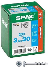 SPAX® Universalschrauben T15 Senkkopf Edelstahl A2 0197000350303 3,5 mm x 30 mm, 200 St.